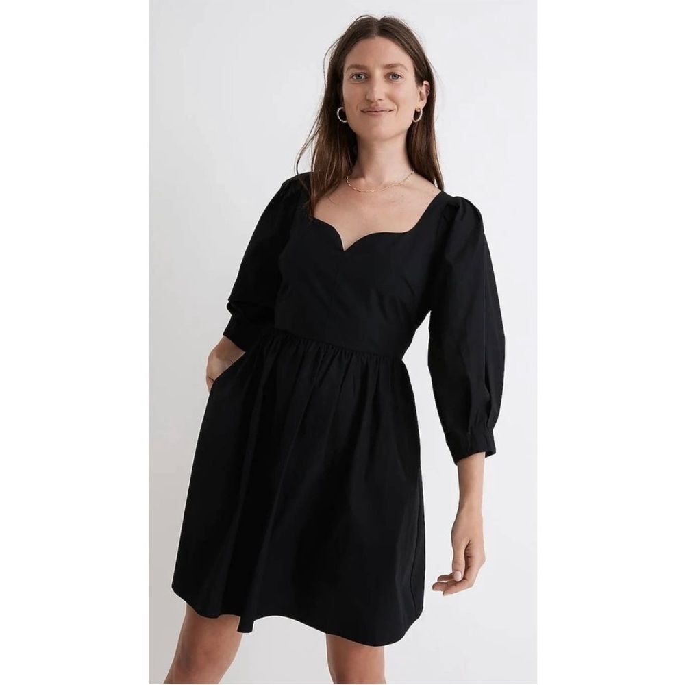 NWT Madewell Poplin Puff-Sleeve Mini Dress‎ size 4